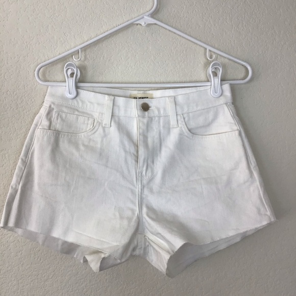 NWT L’AGENCE White High Rise Denim Cutoff Shorts Raw Hem Size 25 - Picture 2 of 8